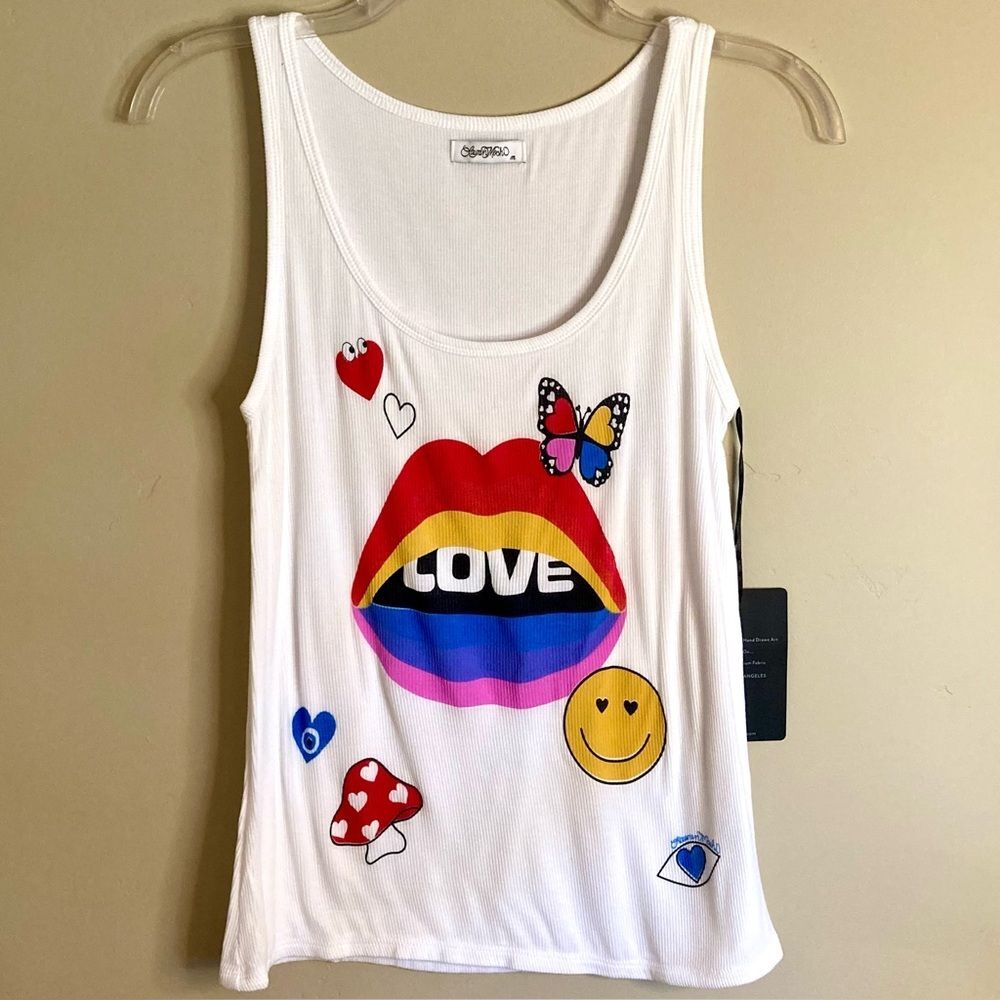 Women's White Graphic 'Love' Tank Top - Picture 2 of 11
